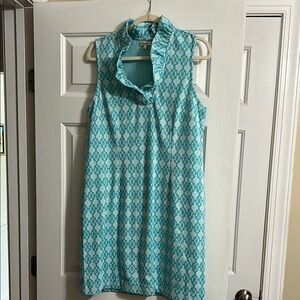 Tyler Boe Teal Sleeveless Ruffle Neck Dress Size Large